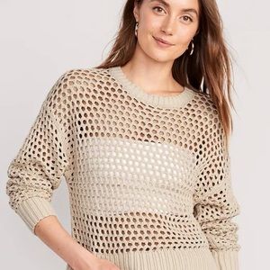 Open-Stitch Pullover Sweater for Women
